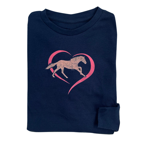 22558 - Horse in Heart Long Sleeve Girls Tee